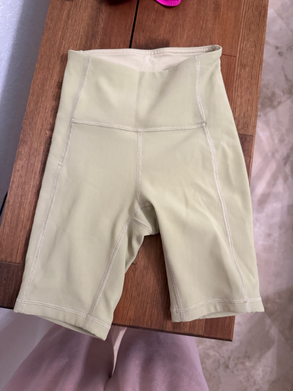 lululemon athletica High-Rise Ribbed Bike Shorts in Light Sage